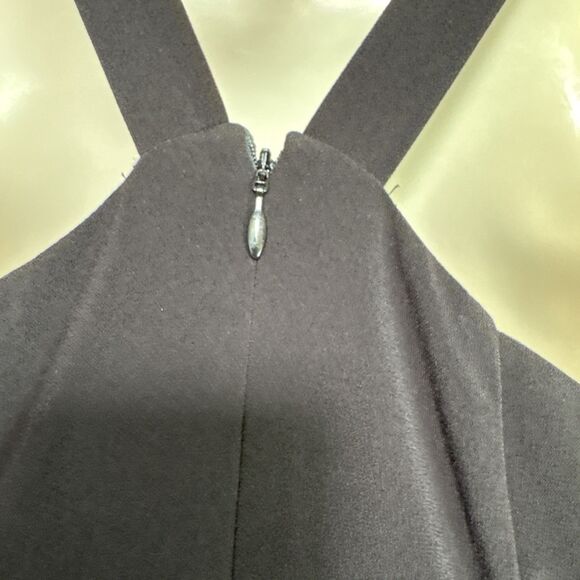 Halston Heritage Size 8  Black Crew Neck Long Dress Gown Cut Out $595 - Picture 11 of 15